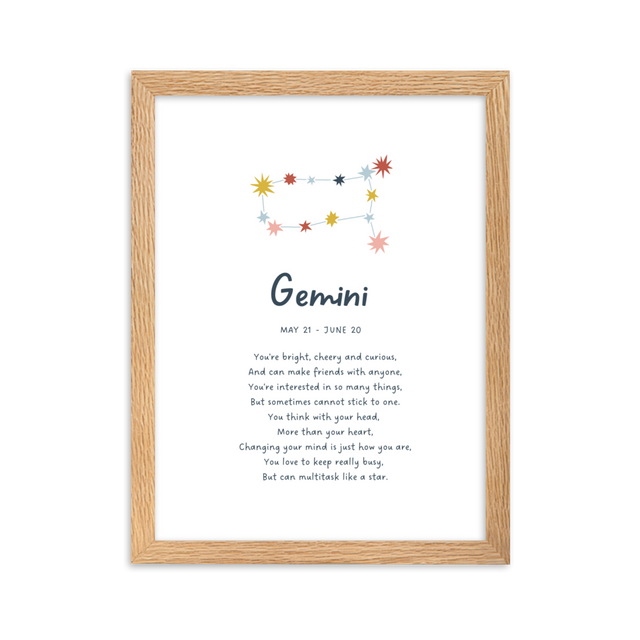 Ethemy Zodiac Prints Gemini Poem