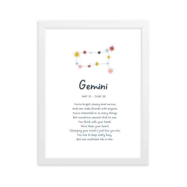 Gemini-A4-framed-print-white