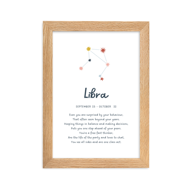 Libra-A5-framed-print-oak