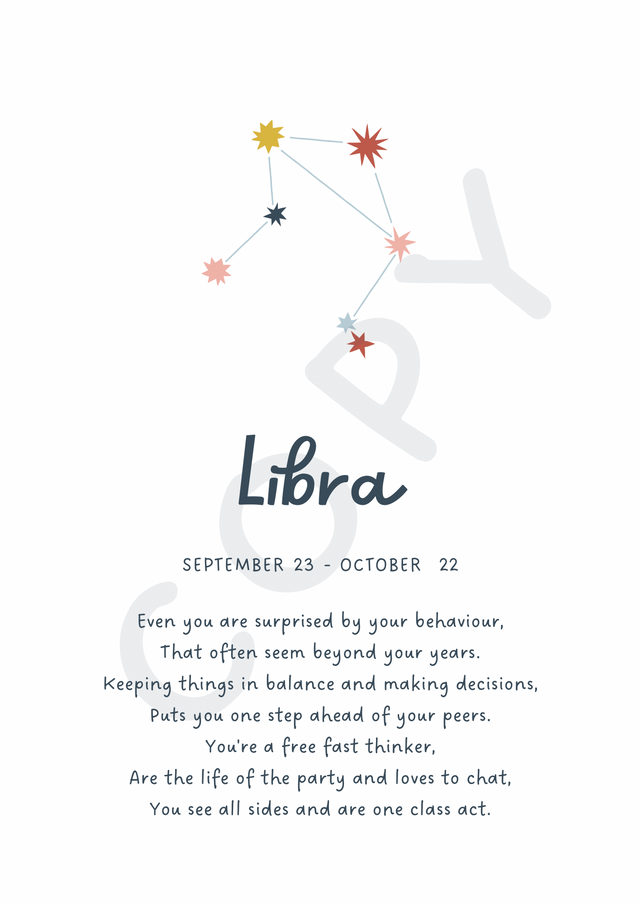 Ethemy Zodiac Prints Libra Poem