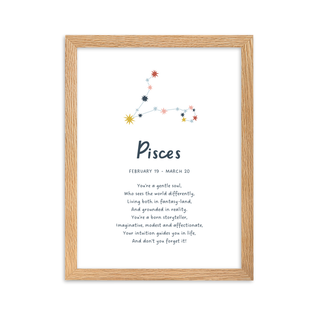 Pisces-A4-framed-print-oak