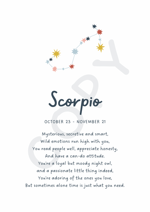 Ethemy Zodiac Prints Scorpio Poem