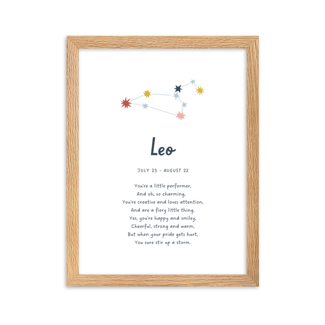 Leo-A4-framed-print-oak