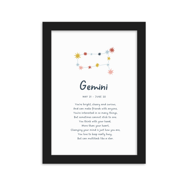 Ethemy Zodiac Prints Gemini Poem